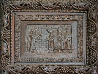 Tafel von der Tür aus dem 5. Jahrhundert: Der auferstandene Christus erscheint seinen Jüngern